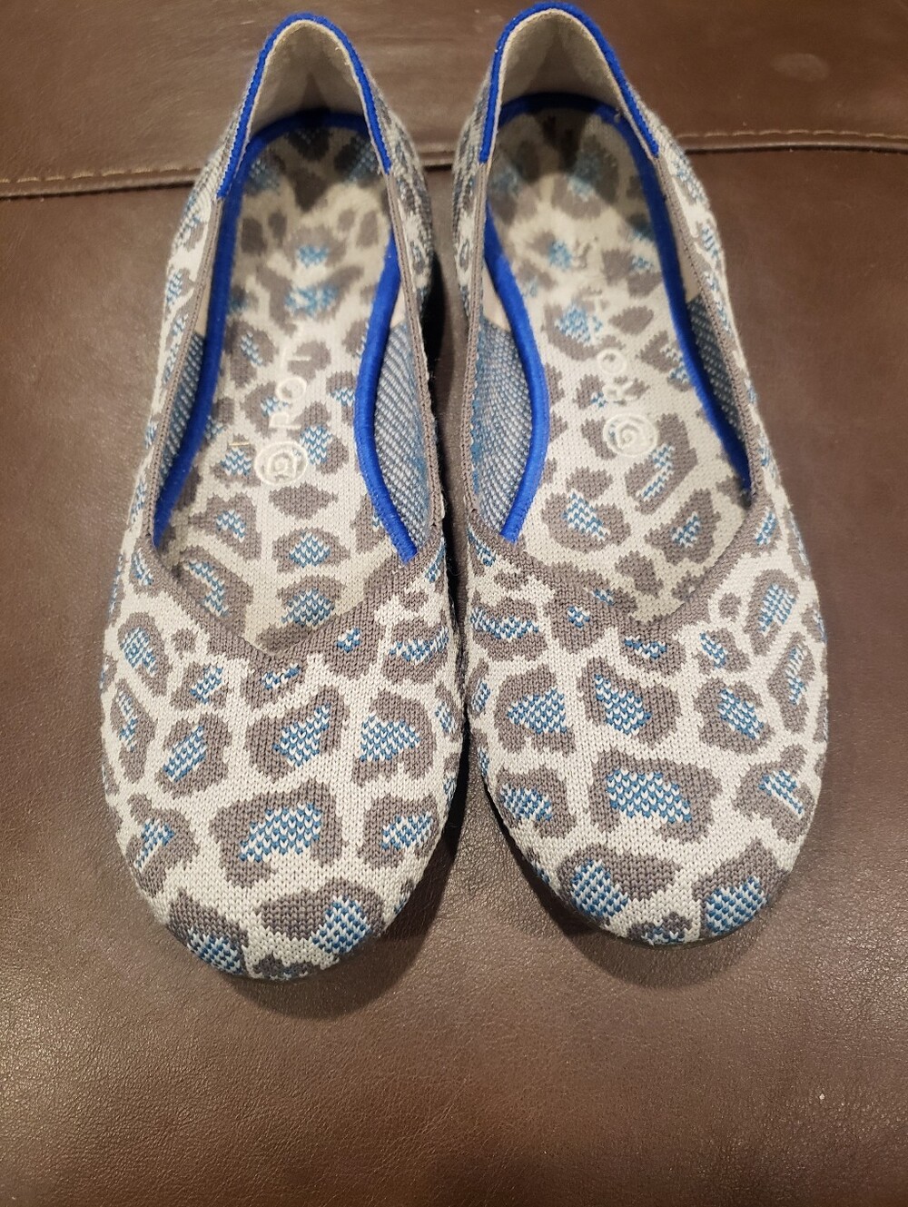 Rothy's  Leopard-Print Slip-On Flats in Gray & Blue